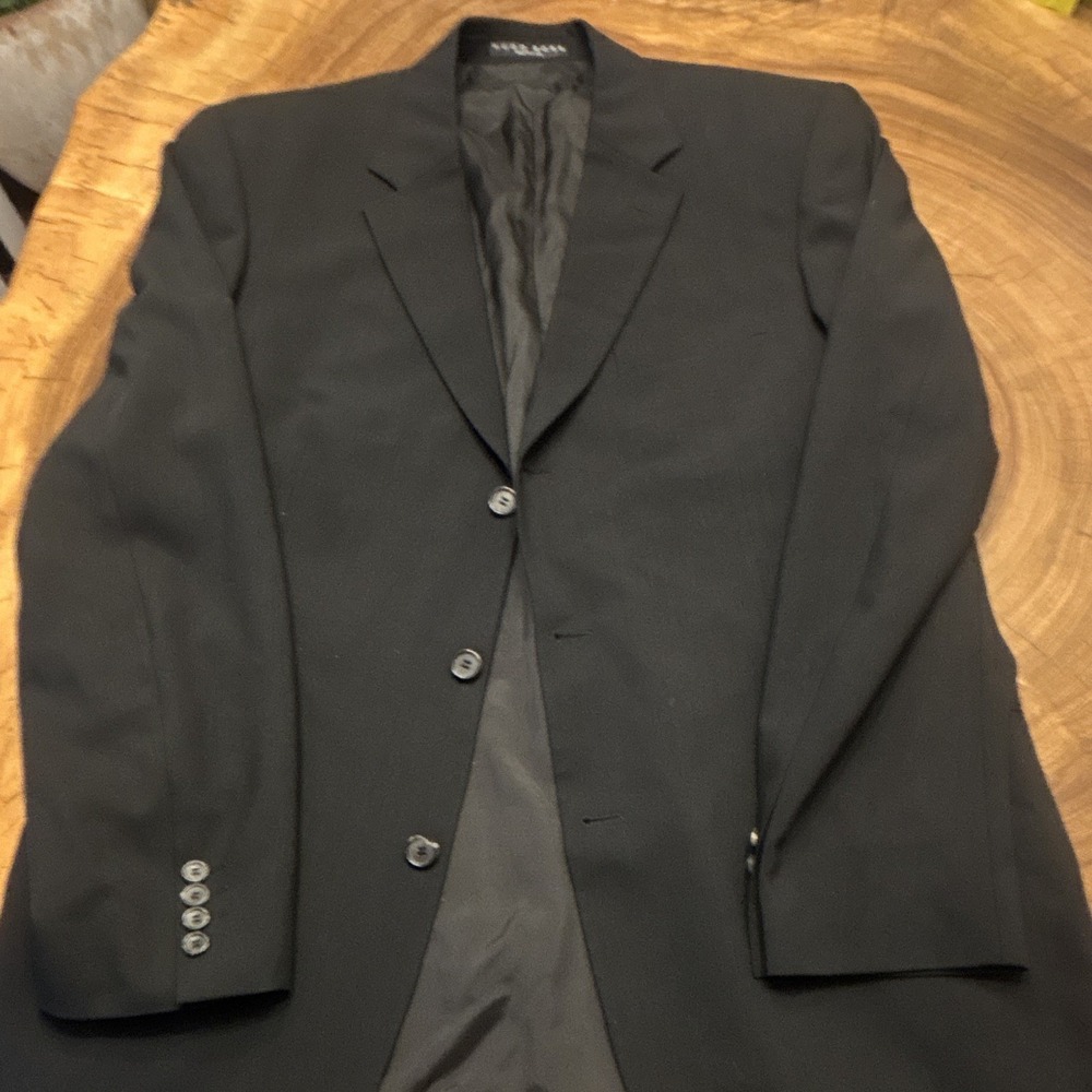 Hugo Boss Einstein Black Wool Suit Jacket 44L Vintage 1997 Made in USA 3-Button